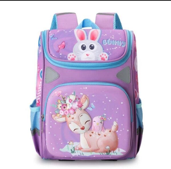 Cute Cartoon Deer Girls School Bags Princess Purple Nylon Children Backpacks.(FREE DELIVERY)