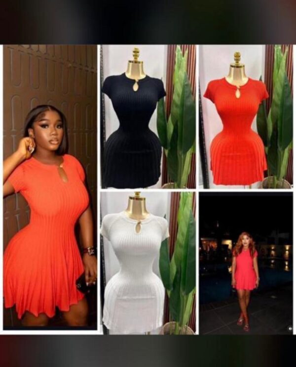 Round neck short sleeve sweater skater dress Freesize(FREE DELIVERY)