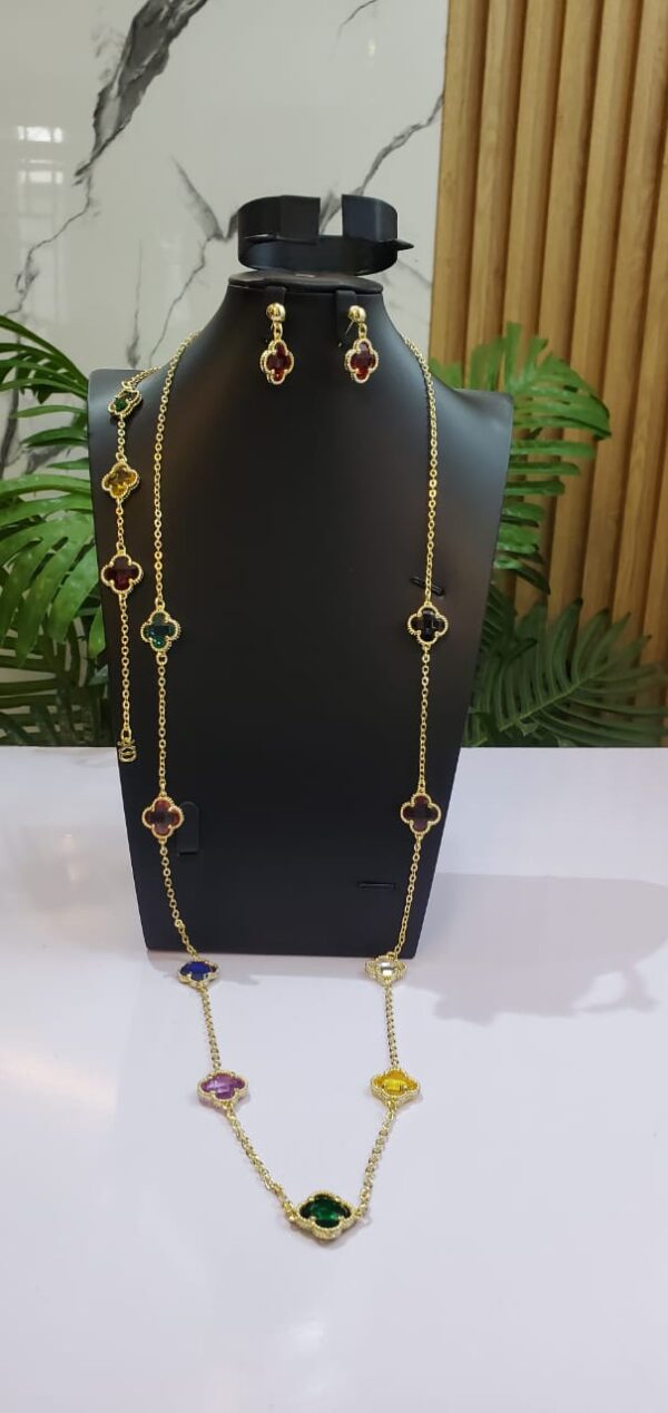 Long Necklace for Women Trendy Jewelry Accessory Statement Necklace Personality Waist Chain Copper Round Bead Zircon Earring Collar