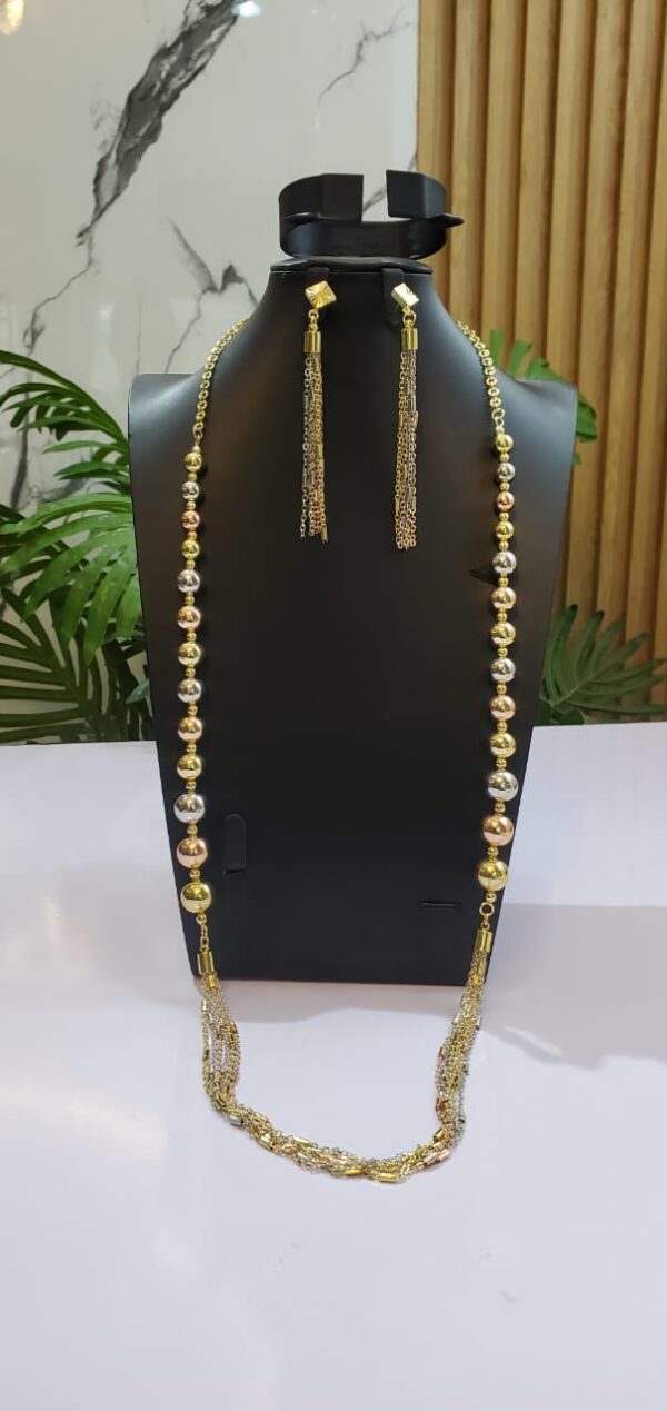 Long Necklace for Women Trendy Jewelry Accessory Statement Necklace Personality Waist Chain Copper Round Bead Zircon Earring Collar(free delivery)