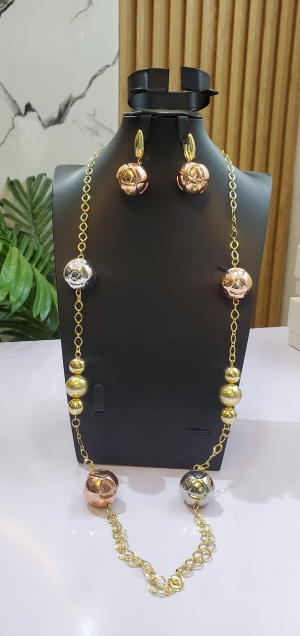 Long Necklace for Women Trendy Jewelry Accessory Statement Necklace  Personality Waist Chain Copper Round Bead Zircon Earring Collar