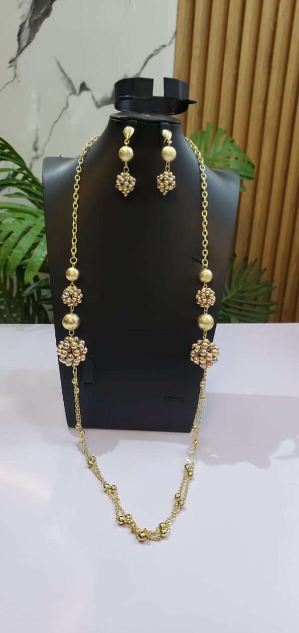 Long Necklace for Women Trendy Jewelry Accessory Statement Necklace Personality Waist Chain Copper Round Bead Zircon Earring Collar(free delivery)