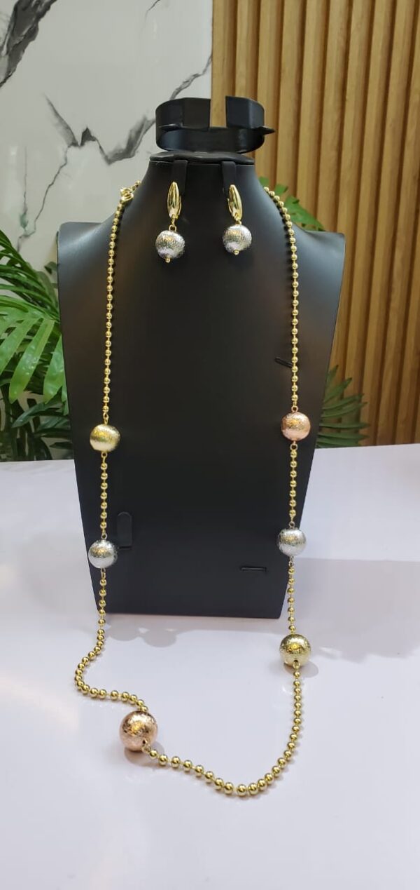 Long Necklace for Women Trendy Jewelry Accessory Statement Necklace Personality Waist Chain Copper Round Bead Zircon Earring Collar(free delivery)