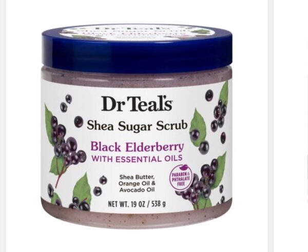 Dr Teal's Black Elderberry Shea Sugar Scrub, 538g(free delivery)