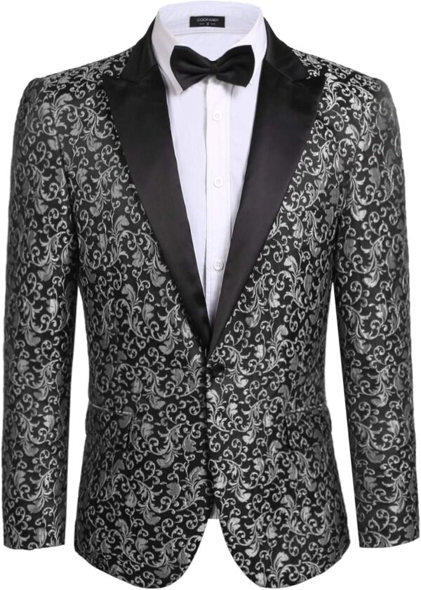 COOFANDY Men's Paisley Tuxedo Jacket One Button Dress Suit Jacket Floral Blazer for Dinner Party Prom Wedding(FREE DELIVERY)